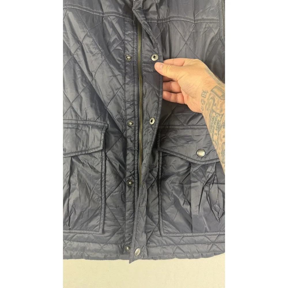 Banana Republic blue sleeveless bubble vest, zip/snap close, men's large